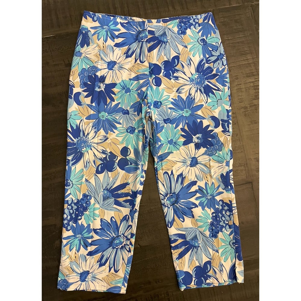 Maria Gabrielle Vintage 90's/Y2K Fitted Capris Stretchy- Split Hem -Sz M